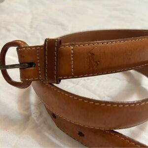 VTG 90s Polo Ralph Lauren Leather Belt Size 32 Wrapped Buckle Preppy Americana